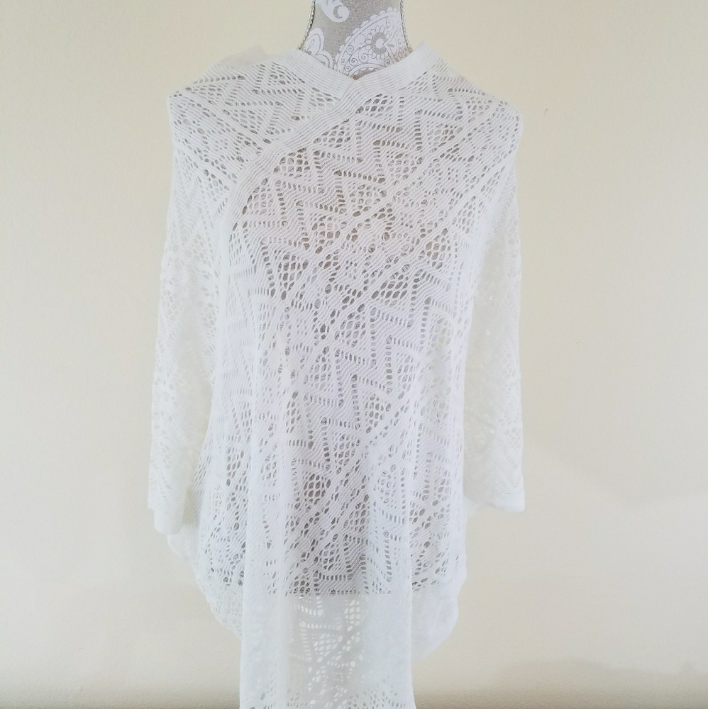 Britt"s Knits Comfort Woven Poncho One Size Cream
